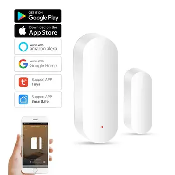 Умный дверной датчик WiFi TY001 Tuya Детектор открытого закрытия Уведомление об управлении приложением Smartlife, совместимое с Alexa Google Home Изображение 2