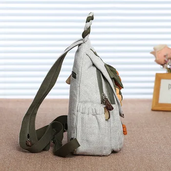 Холщовый рюкзак в этническом стиле Женский рюкзак ручной работы Автомобильная нить Искусство Маленький свежий маленький рюкзак Туристический рюкзак Нагрудная сумка Изображение 2