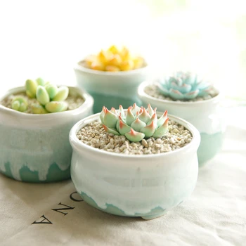 Цветочные горшки с сочными растениями Мятная королева Простая грубая керамика, свежая и красивая японская керамика
